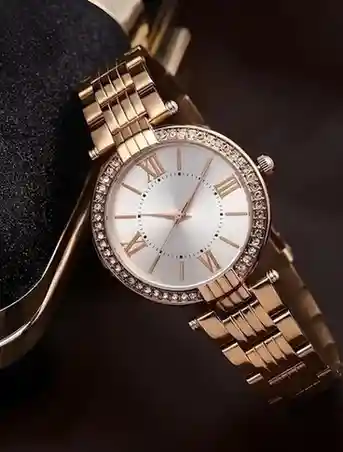 BINACHET Classy Silver Dial With Premium Diamond Studded Stainless Steel Case for Girl Analog Watch  - For Women SILVER-may26